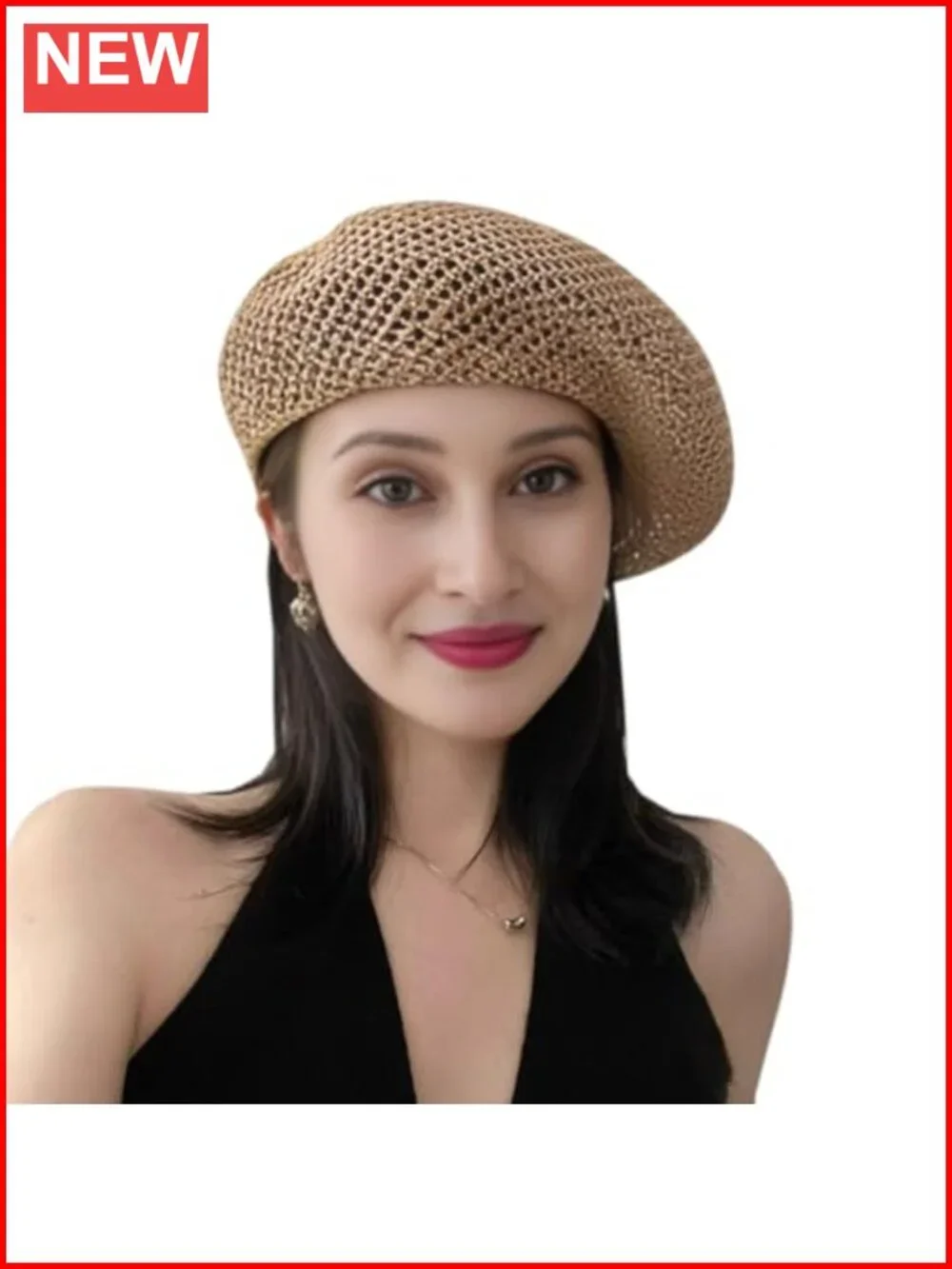 Women's Slouchy Knit Beret Hat Lightweight Breathable Summer Beach Travel